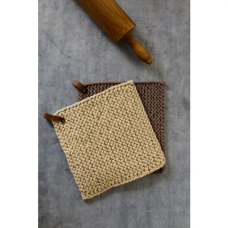 Knitted Pot Holders Black & Cream – Jones Burch