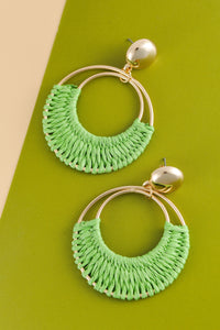 Boho Raffia Hoop Drop Earrings