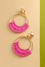 Boho Raffia Hoop Drop Earrings