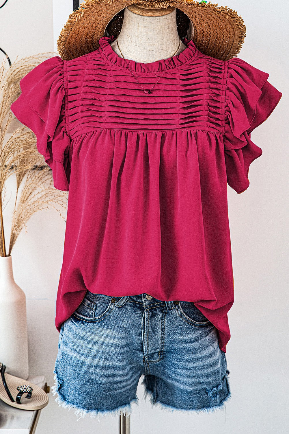 Jessie Smocked Ruffle Sleeve Top