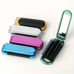 Folding Hair Brush with Mirror