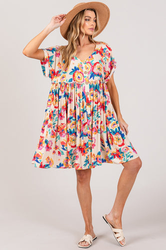 Clover Multi Floral Dress Curvy