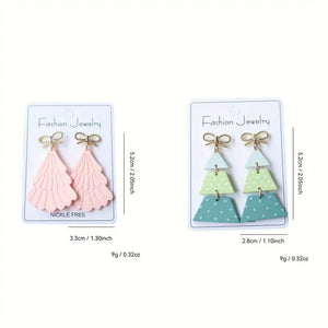 Cora Bow Christmas Tree Earrings