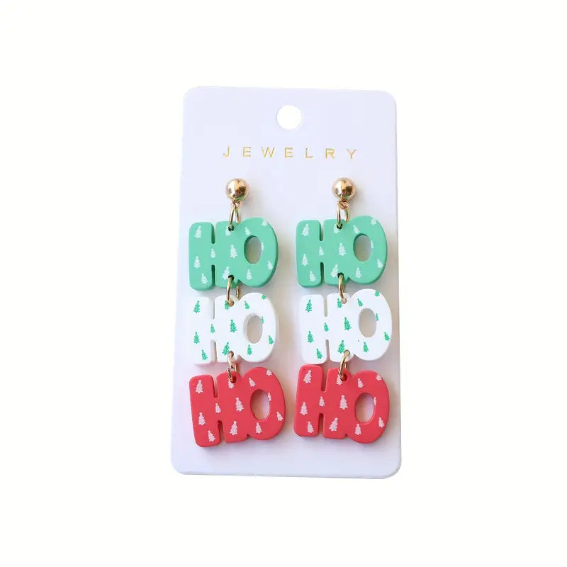 Christmas Earrings with Ho Ho Ho