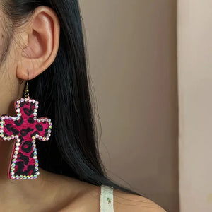 Imogen Leopard Cross Earrings