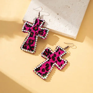 Imogen Leopard Cross Earrings