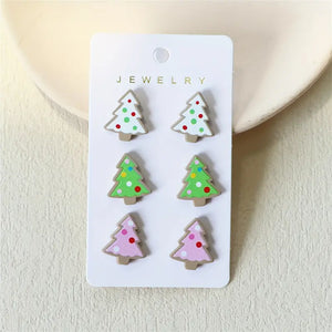 Polka Dot Christmas Tree Earring Set