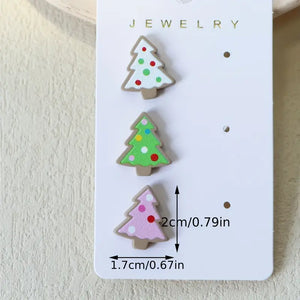 Polka Dot Christmas Tree Earring Set